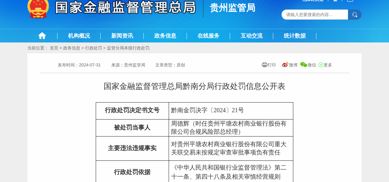 贵州平塘农商银行合规风险部总经理被警告