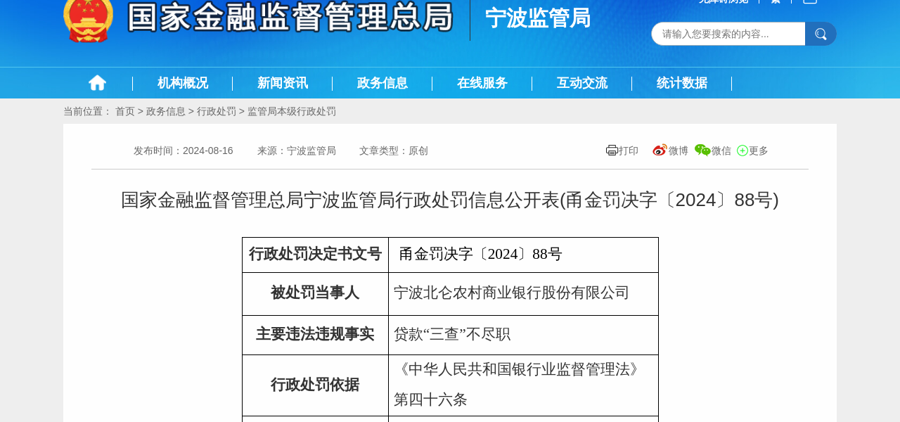 宁波北仑农商银行被罚款30万元，贷款“三查”不尽职